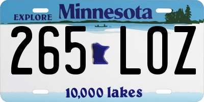 MN license plate 265LOZ