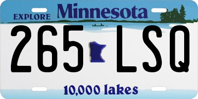 MN license plate 265LSQ
