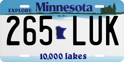 MN license plate 265LUK