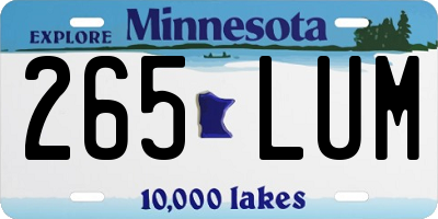 MN license plate 265LUM