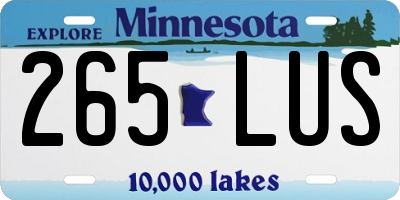 MN license plate 265LUS