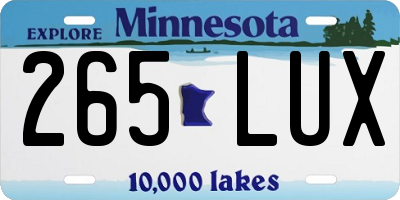 MN license plate 265LUX