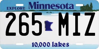 MN license plate 265MIZ