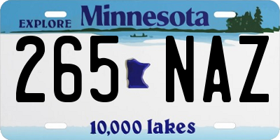 MN license plate 265NAZ
