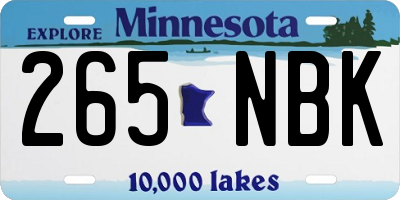 MN license plate 265NBK