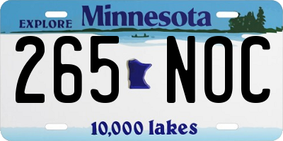 MN license plate 265NOC