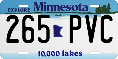 MN license plate 265PVC