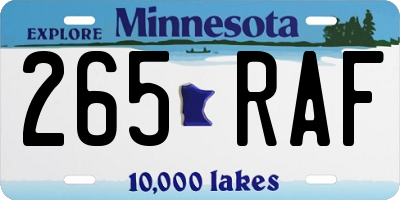 MN license plate 265RAF