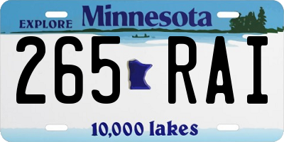 MN license plate 265RAI