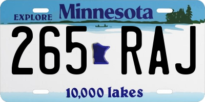 MN license plate 265RAJ