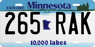 MN license plate 265RAK