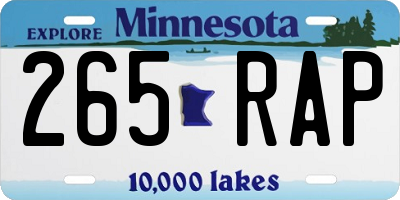 MN license plate 265RAP