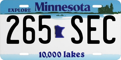 MN license plate 265SEC