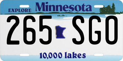 MN license plate 265SGO