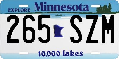 MN license plate 265SZM