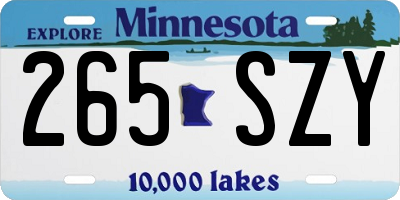 MN license plate 265SZY