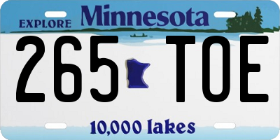 MN license plate 265TOE