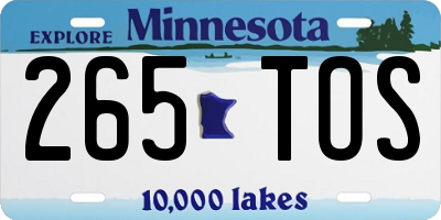 MN license plate 265TOS