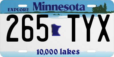 MN license plate 265TYX