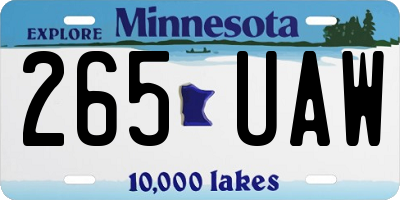 MN license plate 265UAW