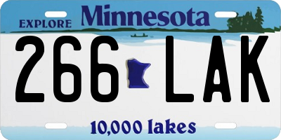 MN license plate 266LAK