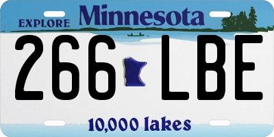 MN license plate 266LBE