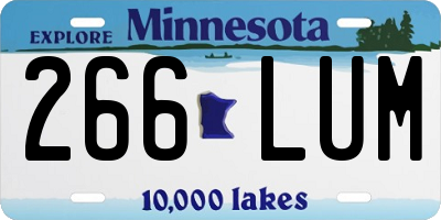 MN license plate 266LUM