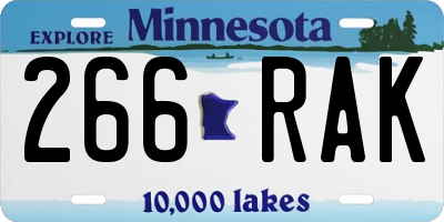 MN license plate 266RAK