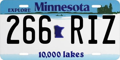 MN license plate 266RIZ