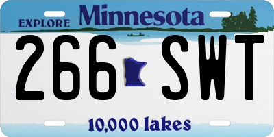 MN license plate 266SWT