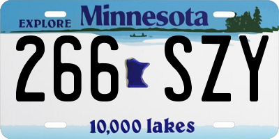 MN license plate 266SZY