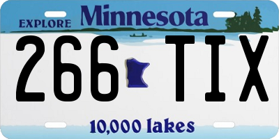 MN license plate 266TIX