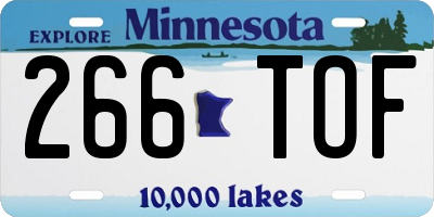 MN license plate 266TOF