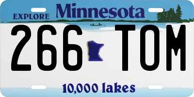 MN license plate 266TOM