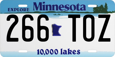 MN license plate 266TOZ