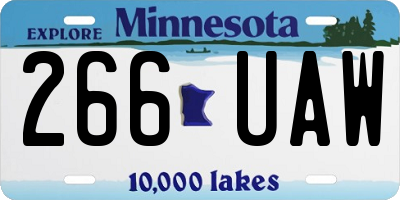MN license plate 266UAW