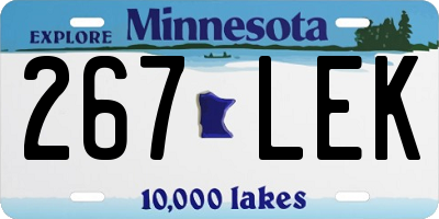 MN license plate 267LEK