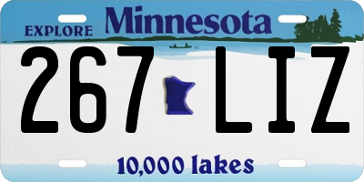 MN license plate 267LIZ