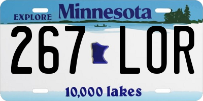 MN license plate 267LOR