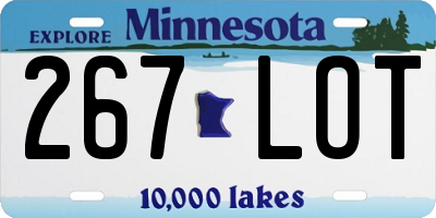 MN license plate 267LOT