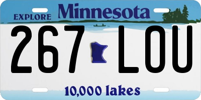 MN license plate 267LOU
