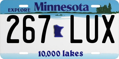 MN license plate 267LUX