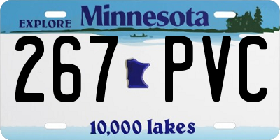 MN license plate 267PVC