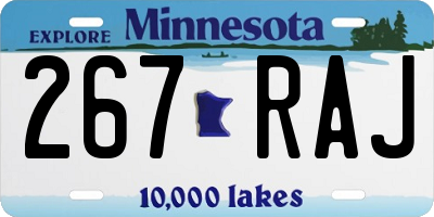 MN license plate 267RAJ