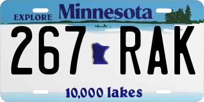 MN license plate 267RAK