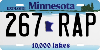 MN license plate 267RAP