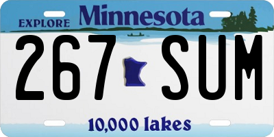 MN license plate 267SUM