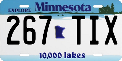 MN license plate 267TIX
