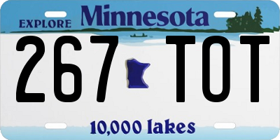 MN license plate 267TOT