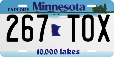 MN license plate 267TOX